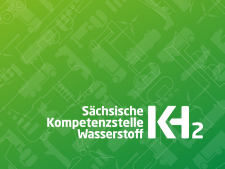 Sächsische Kompetenzstelle für Wasserstoff »KH2«: Logo auf grünem Hintergrund