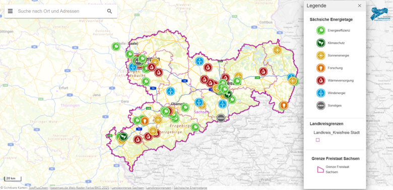 Übersichtskarte Veranstaltungen Sächsische Energietage